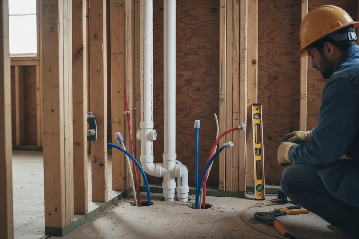 Drain and supply rough-in during Leak Detection in Floyd